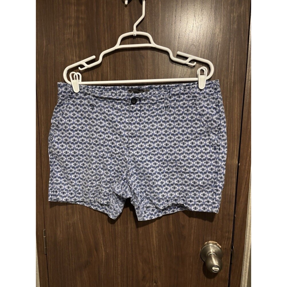 Eddie Bauer Shorts womens 14 Boyfriend Blue Geometric cotton blend